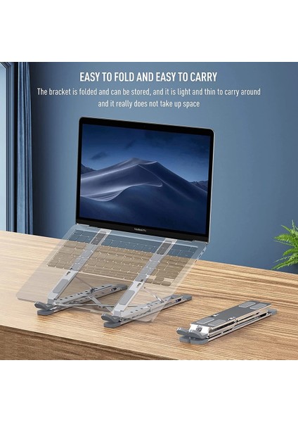 Gri Ayarlanabilir Laptop Standı Alüminyum Macbook Tablet Için Dizüstü Standı Masa Soğutma Pedi Katlanabilir Dizüstü Bilgisayar Tutucu (Yurt Dışından) modelleri
