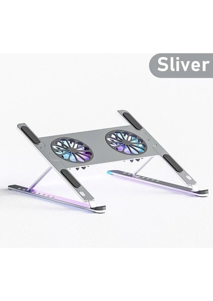 Şerit Alüminyum Ayarlanabilir Laptop Standı Macbook Bilgisayar Pc iPad Tablet Desteği Dizüstü Standı Soğutma Fanı Pad Dizüstü Bilgisayar Tutucu Tabanı (Yurt Dışından)