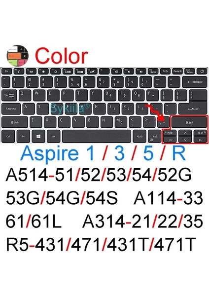 Renkli Klavye Kapak Için Acer Aspire 3 5 7 Vero 1 A114 A314 A514 AV14 R3 R5 E1 E5 Es1 V3 V5 V7 Ec Silikon Koruyucu Kılıf 14 Inç (Yurt Dışından)