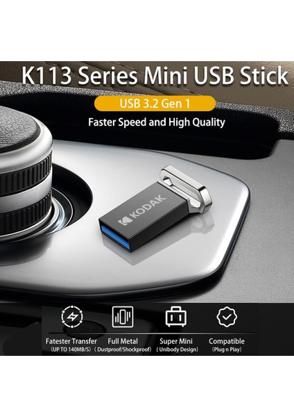IPhone Için Adaptör 128 GB Yeni Kodak 32 GB USB Flash Sürücü K113 Usb3.2 Yüksek Hızlı 140 Mb/s Mını Metal Anahtar Pendrive 128 GB 64 GB Pc Araba Dizüstü Masaüstü Için (Yurt Dışından) fırsatları