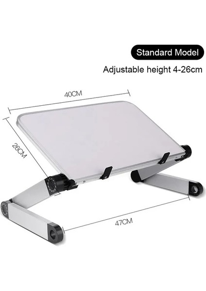 Beyaz Ayarlanabilir Dizüstü Bilgisayar Masası Standı Taşınabilir Alüminyum Alaşımlı Lapdesk Tv Yatağı Kanepe Pc Dizüstü Bilgisayar Masası Masa Standı ile Mouse Pad (Yurt Dışından)
