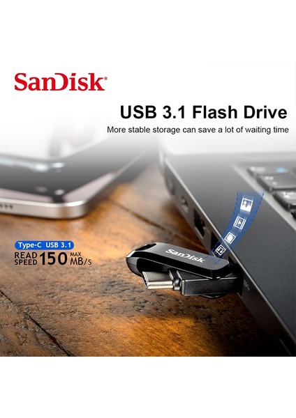 Sdddc3 128 GB Sandisk Ultra 128G Çift Sürücü Tip-C Akıllı Telefon Tablet Bilgisayar Için Sdddc3 64G G46 2'si 1 Arada 32G USB Flash Sürücü Tip-A Kalem Sürücü (Yurt Dışından)