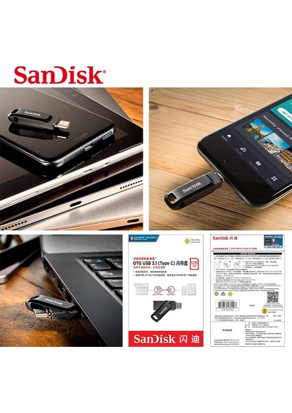 Sdddc3 128 GB Sandisk Ultra 128G Çift Sürücü Tip-C Akıllı Telefon Tablet Bilgisayar Için Sdddc3 64G G46 2'si 1 Arada 32G USB Flash Sürücü Tip-A Kalem Sürücü (Yurt Dışından)