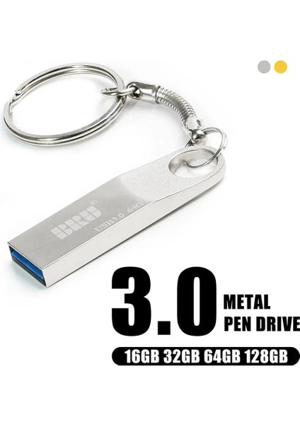 Altın ve Anahtarlık 64GB Bru Metal Pendrive USB Flash Sürücü 16GB 32GB 64GB 128GB USB 3.0 Stick Su Geçirmez Kalem Sürücü 3.0 Özel Logo Oem Hediye USB Anahtarı (Yurt Dışından) fiyatları