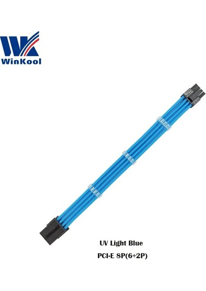 Uv Açık Mavi 600MM Winkool Pcı-E 8pın 18AWG Saf Renk Erkek - Kadın Kol Uzatma Güç Kablosu Dahili Kablo Taraklar Çok Renk Seçenekleri (Yurt Dışından)