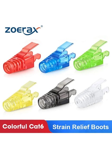 Beyaz 50 Adet Zoerax Renkli RJ45 Cat6 Gerilme Giderici Çizmeler Konektörü Standart Cat6 Ethernet Kablosu Lan Kablosu Konektörü Bot Kılıfı (Yurt Dışından)