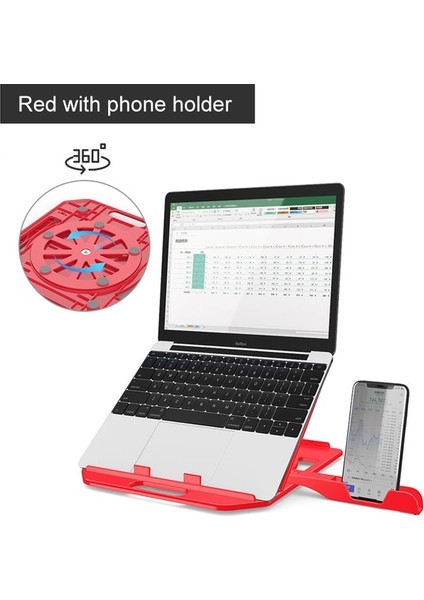 Kırmızı Ayarlanabilir Dizüstü Standı Tablet Tabanı Desteği Dizüstü Tutucu Macbook Xiaomi Için 360 Derece Dönen Alt Bilgisayar Masa Standı (Yurt Dışından)