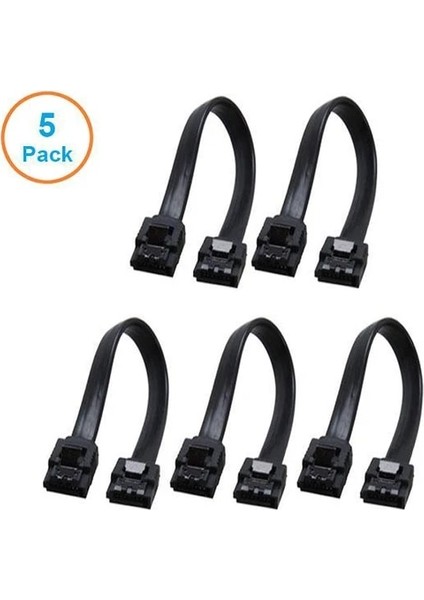 Düz Siyah 25 cm 5 Adet 10 cm Sata 3.0 Sabit Sürücü 6 Gb/s Seri Ata Veri Kablosu 90 Açılı 180 Konektör Sata3 Sataııı 6 Gbps Sabit Disk, SSD Adaptörü (Yurt Dışından)