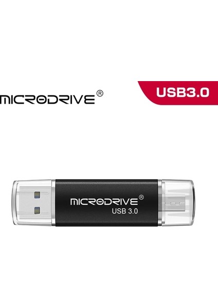 Siyah 16GB Yüksek Hızlı USB 3.0 Flash Sürücüler 128GB 64GB 32GB 16GB USB Memory Stick Otg Harici Depolama Çift Uygulama Mikro Ücretsiz Adaptör (Yurt Dışından)