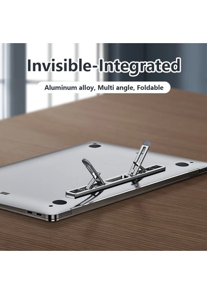 Gümüş Alüminyum Görünmez Laptop Standı Klavye Tutucu Katlanabilir Yüksekliği Ayarlanabilir Macbook Pro Hava Dizüstü Tablet Masa Standı (Yurt Dışından) fiyatları