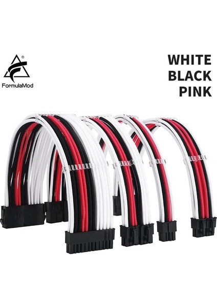 Wt-Bk-Pk Kit D Formulamod Nck3 Serisi Psu Uzatma Kablosu Kiti, Düz Renk Kablo Karışımı Combo 300MM ATX24PIN PCI-E8PIN CPU8PIN Taraklı (Yurt Dışından)