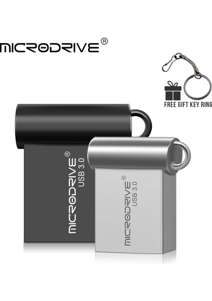 Gümüş 64GB Mini USB 3.0 USB Flash Sürücü 32GB Metal Pendrive 64GB 128GB Su Geçirmez Pendrive USB Flash Bellek Çubuğu Anahtarlı Chian (Yurt Dışından)