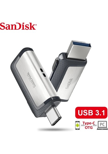 Sdddc2 64GB 100% Sandisk USB C 128GB Sdddc2 Extreme Type-C Usb3.1 32GB Çift Otg USB Flash Sürücü 64GB Kalem Sürücüleri 256GB 150M/S Mini Pendrive (Yurt Dışından) fiyatları