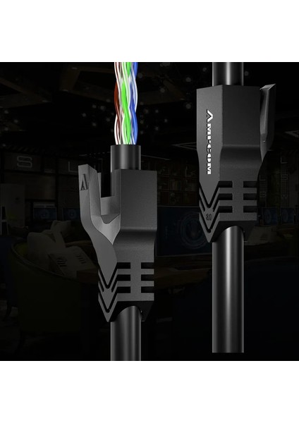 7.5 mm Siyah 50 Adet Ampcom Ethernet Ağ Kablosu Gerginlik Giderici Bot Kablosu RJ45 Konnektör Fişi 6.5/7.5/8.0mm Kapakları Cat8 Cat7 CAT6A Cat6 CAT5E (Yurt Dışından)
