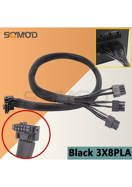 Siyah 3X8PLA 50CM Pcı-E 8 Pinli Pcıe 5.0 12VHPWR 4090 16 Pinli 12+4 Pinli Gpu Mevsimsel Prime ve Focus Serisi Psu Için Modüler Güç Kablosu (Yurt Dışından)