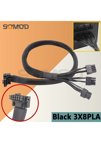 Siyah 3X8PLA 50CM Pcı-E 8 Pinli Pcıe 5.0 12VHPWR 4090 16 Pinli 12+4 Pinli Gpu Mevsimsel Prime ve Focus Serisi Psu Için Modüler Güç Kablosu (Yurt Dışından)