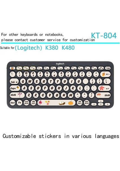 KT-804 Klavye Çıkartmalar Logitech K480 K380 Kablosuz Bluetooth Klavye Düğmesi Çıkartmalar Karikatür Anime Kişilik Yaratıcılık Sevimli (Yurt Dışından)