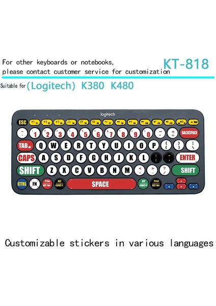 KT-804 Klavye Çıkartmalar Logitech K480 K380 Kablosuz Bluetooth Klavye Düğmesi Çıkartmalar Karikatür Anime Kişilik Yaratıcılık Sevimli (Yurt Dışından)