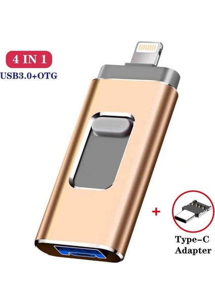 Altın Tpye C 8 GB iphone Yıldırım Ios Otg Flash Sürücü Bellek Çubuğu C Tipi Pendrive Tip-C USB Flash Sürücü 16 GB 32 GB 64 GB Kalem Sürücü Usb3.0 (Yurt Dışından)