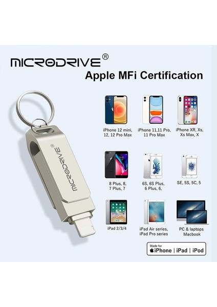 Gümüş 256GB USB 3.0 Flash Sürücü iPhone Için 2'si 1 Arada Usb-A'dan Yıldırım Arayüzüne Usb3.0 Pendrive Iphone7/8//11/12/13 /14/ Ipad Için (Yurt Dışından) fırsatları