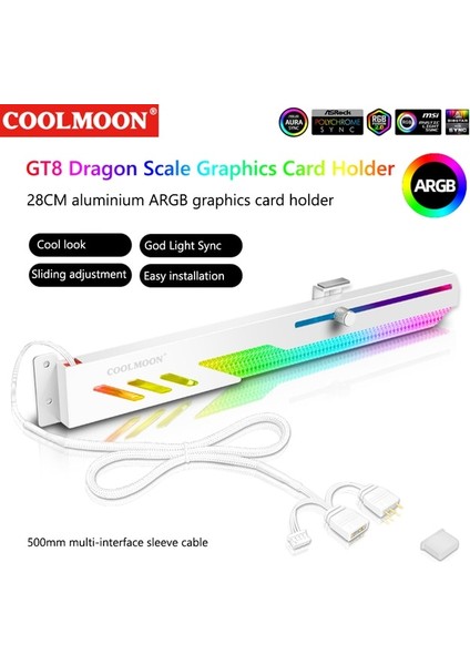 Coolmoon Gt8 Dikey Gpu Desteği Renkli 5 V A-Rgb Braketi Bilgisayar Grafik Ekran Kartı Standı Asus/msı/gıgabyte Için Gpu Tutucu (Yurt Dışından)