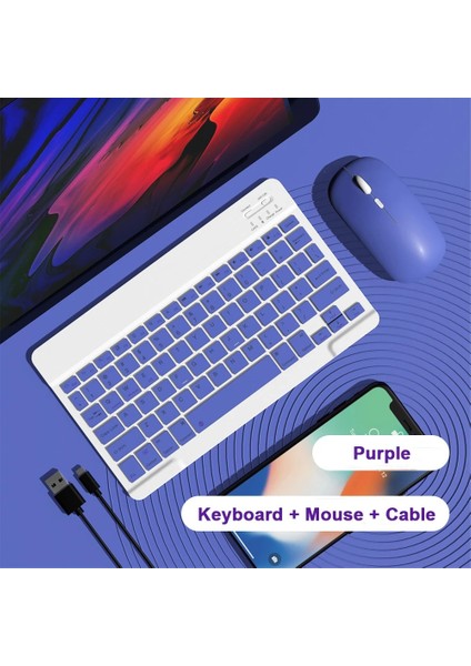 Gökyüzü Mavi Oloey Yeni 10 Inç Kablosuz Klavye Fare Seti iPad Tablet Mini Bilgisayar Telefonu Dizüstü Bilgisayar Için Bluetooth Uyumlu Klavye (Yurt Dışından)