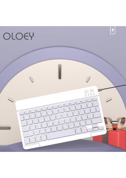 Gökyüzü Mavi Oloey Yeni 10 Inç Kablosuz Klavye Fare Seti iPad Tablet Mini Bilgisayar Telefonu Dizüstü Bilgisayar Için Bluetooth Uyumlu Klavye (Yurt Dışından)