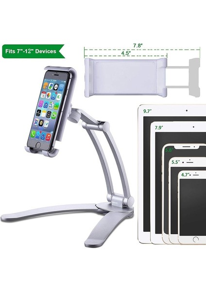 4-12.9 Inç Gümüş Duvar Masası Tablet Standı Dijital Mutfak Tablet Tutacağı Standı Metal Braket Akıllı Telefonlar Tutucular 4-12.9 Inç Genişlik Tablet Için Fit (Yurt Dışından) fiyatları