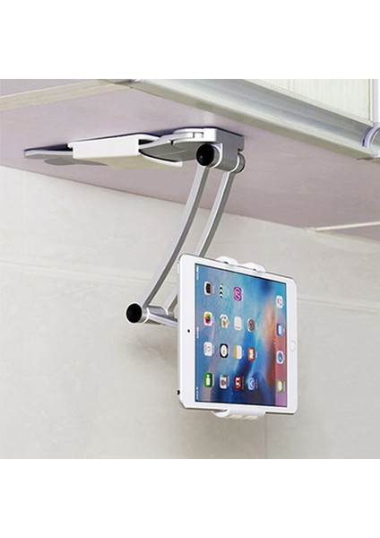 4-12.9 Inç Gümüş Duvar Masası Tablet Standı Dijital Mutfak Tablet Tutacağı Standı Metal Braket Akıllı Telefonlar Tutucular 4-12.9 Inç Genişlik Tablet Için Fit (Yurt Dışından) modelleri