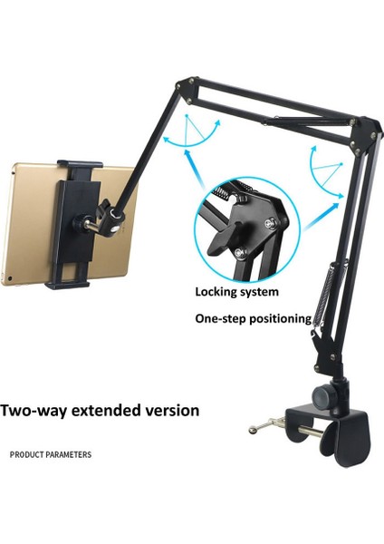 Iki Kol Tutucu 360 Derece Uzun Kol Tablet Tutucu Standı 4-12.9 Inç Tablet Akıllı Telefon Yatak Masaüstü Tembel Tutucu Braketi Desteği iPad Için (Yurt Dışından) modelleri