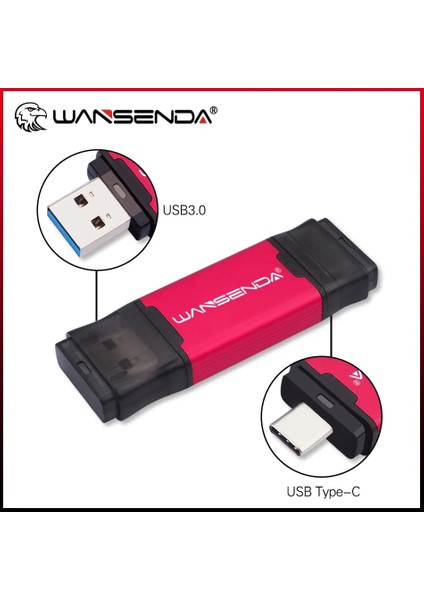 Gümüş 64GB Wansenda Otg USB Flash Sürücü 2'si 1 Arada Tip C USB 3.0 Kalem Sürücü 512GB 256GB 128GB 64GB 32GB Yüksek Hızlı Pendrive USB Bellek Çubuğu (Yurt Dışından) fiyatları