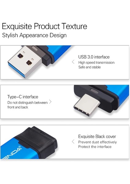 Gümüş 64GB Wansenda Otg USB Flash Sürücü 2'si 1 Arada Tip C USB 3.0 Kalem Sürücü 512GB 256GB 128GB 64GB 32GB Yüksek Hızlı Pendrive USB Bellek Çubuğu (Yurt Dışından) fırsatları