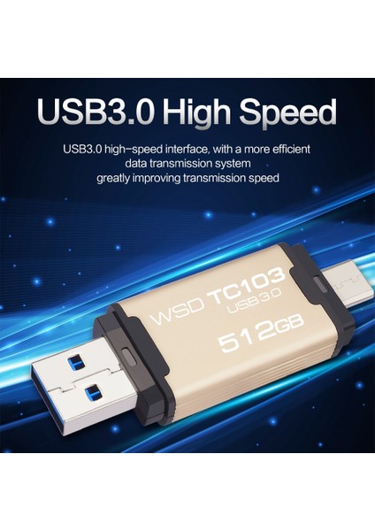 Gümüş 64GB Wansenda Otg USB Flash Sürücü 2'si 1 Arada Tip C USB 3.0 Kalem Sürücü 512GB 256GB 128GB 64GB 32GB Yüksek Hızlı Pendrive USB Bellek Çubuğu (Yurt Dışından) indirimleri