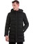 Siyah Slim Fit Hakim Yaka Kapüşonlu Basic Kaban 1