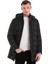 Siyah Slim Fit Hakim Yaka Kapüşonlu Basic Kaban 3