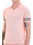 Pembe Slim Fit Çizgili Polo Yaka Triko Tişört 5