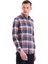 Lacivert Slim Fit Kareli 100% Pamuklu Düğmeli Yaka Uzun Kollu Klasik Gömlek 3