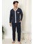 Flk 7057 Boydan Düğmeli Pamuklu Interlok Kışlık Erkek Ev Pijama Takımı 4
