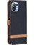 Jeans Kumaş Kaplamalı Ekleme Standı Cüzdan Deri Telefon Kapağı Xiaomi Mi 11 Lite 4g/5g/11 Lite 5g Ne-Black (Yurt Dışından) 3