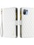 Xiaomi Mi Için Cep Telefonu Kabuğu 11 Lite 4g/5g/11 Lite 5g Ne, Baskılı Rhombus Desen Folio Flip Case, Fermuar Cep Stand Mat Pu Deri Cüzdan Kapak-Beyaz (Yurt Dışından) 1