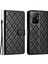 Xiaomi 11T Pro 5G/11T 5g Pu Deri Telefon Cüzdan Kılıf Stand Dikiş Hattı Rhombus Cover-Black (Yurt Dışından) 1