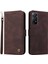 Xiaomi Redmi Için Note 12 Pro 4g/11 Pro 4g (Mediatek)/note 11 Pro 5g (Qualcomm)/note 11E Pro Tree Metal Düğmesi Deri Telefon Kılıfı Düşüş Kanıtı Stand Cüzdan Kapağı Strap-Brown (Yurt Dışından) 1