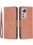 Xiaomi 12 5G/12X 5G/12S 5g Dokulu Düz Renk Pu Deri Folio Flip Kapak Stand Manyetik Telefon Kılıfı Strap-Brown (Yurt Dışından) 1