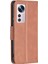 Xiaomi 12 5G/12X 5G/12S 5g Dokulu Düz Renk Pu Deri Folio Flip Kapak Stand Manyetik Telefon Kılıfı Strap-Brown (Yurt Dışından) 3