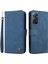 Xiaomi Redmi Için Note 12 Pro 4g/11 Pro 4g (Mediatek)/note 11 Pro 5g (Qualcomm)/note 11E Pro Tree Metal Düğmesi Deri Telefon Kılıfı Düşüş Kanıtı Stand Cüzdan Kapağı Strap-Mavi ile (Yurt Dışından) 1