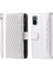 Xiaomi Poco M5S Için 4g/redmi Not 10 4g/redmı Not 10S 4g Scratch Dirençli Rhombus Doku Telefon Kılıfı Pu Deri Fermuar Cep Stand Stand Cüzdan Kapağı Bilek Kayış-Beyaz (Yurt Dışından) 1