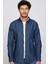 Slim Fit Uzun Kol Tek Cep Denim Lacivert Erkek Gömlek 3