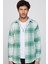Slim Fit Dar Kesim Yeşil-Beyaz Kareli Oduncu Erkek Gömlek 3