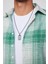 Slim Fit Dar Kesim Yeşil-Beyaz Kareli Oduncu Erkek Gömlek 4