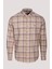 Erkek Gömlek Camel Uzun Kol Ekose Kareli Flanel Yün Tuşeli Slim Fit Düğmeli Yaka Shirt Ncs Jeans 7269 1